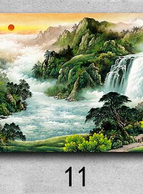 自粘新中式客厅大堂画芯流水生财