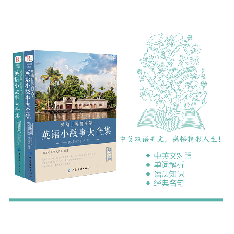 正版英语小故事大全集2册+精选美文50篇英汉互译每天读一点英文初中生课外阅读高中双语读物短文词汇心灵鸡汤入门课外自学有声书-图2