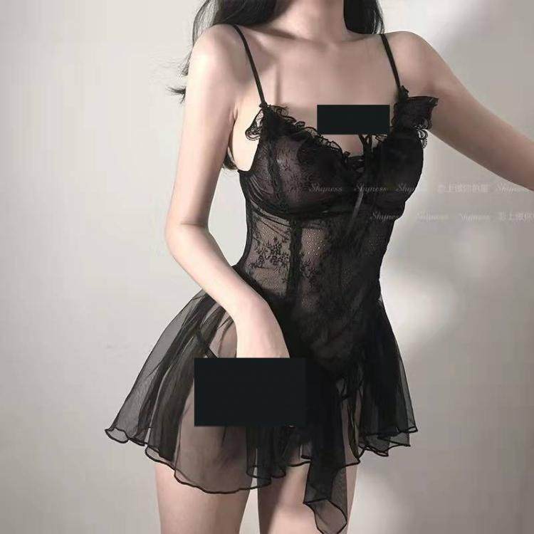 性感炸裂大码薄高弹吊带纯欲低露背内衣透明睡衣女火辣极短睡裙,淘宝优惠券,粉丝福利购,淘宝优惠卷