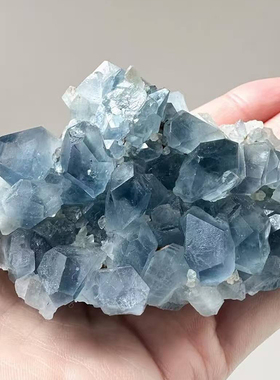 天然水晶原石天青石簇蓝晶石矿石晶体标本宝石家居装饰水晶簇摆件