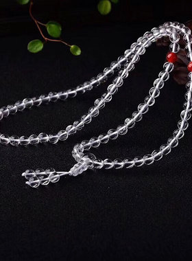 天然白水晶108颗佛珠手链情侣款