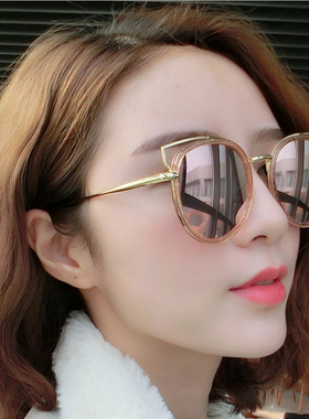 墨镜复古风女士圆脸彩膜太阳眼镜