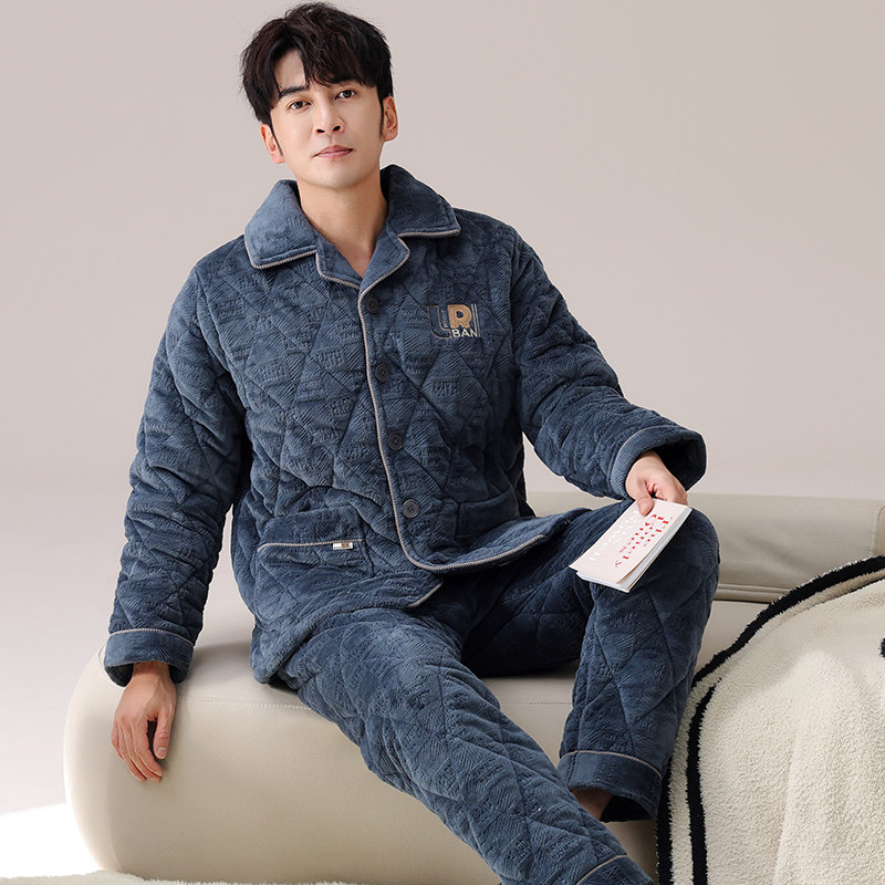 2025新款冬季睡衣男士珊瑚绒加绒加厚三层夹棉秋冬天可外穿家居服,淘宝优惠券,粉丝福利购,淘宝优惠卷