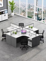 New products Foshan Mountain with Screen Cross T-staff Desk staff of the corner Four people with six bits and chairs combined