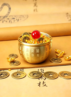 【百福缸】黄铜零钱缸米缸店铺客厅摆件喜庆吉祥家居装饰品