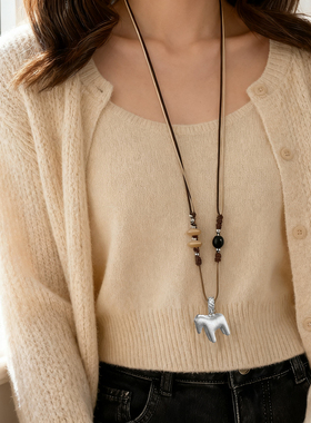 编绳小马毛衣链长款项链