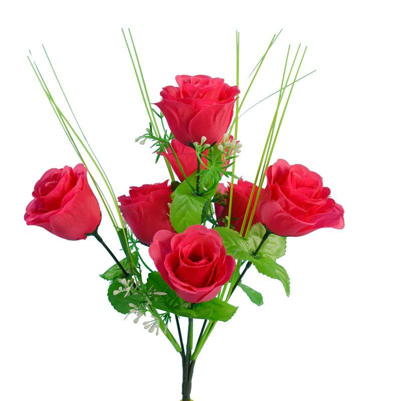 摆放红色花卉仿真花婚庆插花仿真花绢花塑料花 7头孔雀玫瑰手把花,淘宝优惠券,粉丝福利购,淘宝优惠卷