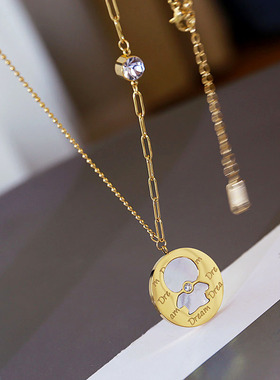 贝壳项链网红毛衣链钛钢吊坠挂件