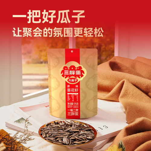 三胖蛋原味熟瓜子175g袋内蒙特产363葵花籽香瓜子炒货零食 - 图0