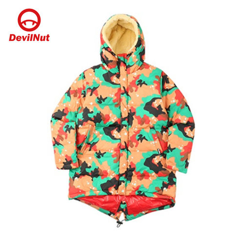 DEVIL NUT潮牌恶魔情侣保暖羽绒服流感撞色外套瑞士迷彩-当季 AET - 图2