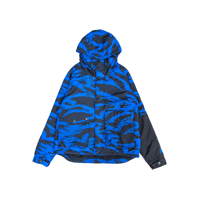 DEVIL NUT迷彩风连帽夹克男潮流外套时尚印花拉链上衣情侣款棉服 - 图0