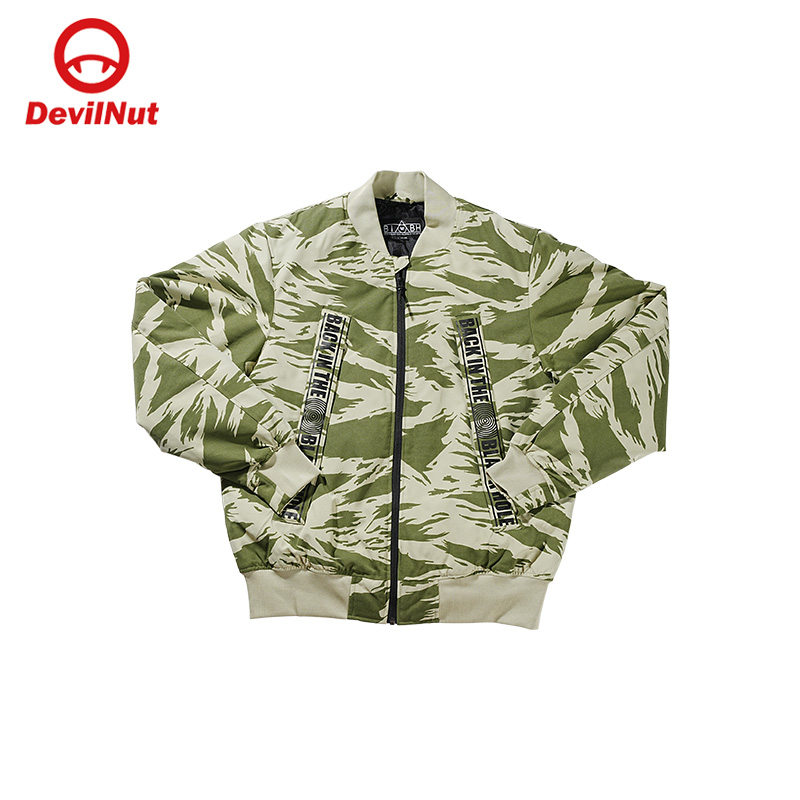DEVIL NUT潮牌恶魔无性别保暖保暖迷彩休闲白鹅绒立领夹克羽绒服-图3