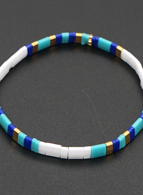 ins波西米亚风百搭tila珠情侣手串 简约青蓝色系女学生闺蜜小手链