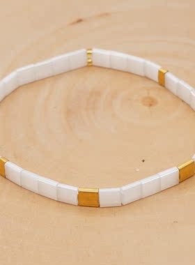 mlgm简约玻璃米珠白色小手链包邮