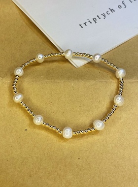 MLGM小众饰品ins欧美风秋冬冷色系合金珍珠  tila叠戴手串 手链女