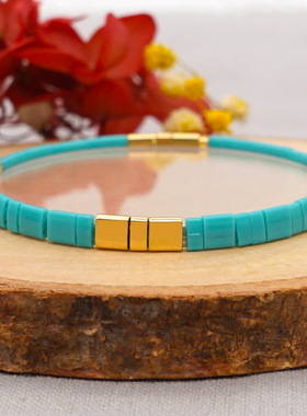 波西米亚风海滩湖蓝色ins小手链