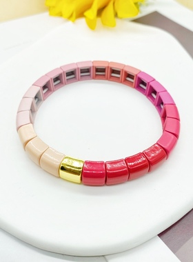 23新款欧美波西米亚风ra同款锌合金手串 ins网红个性彩色叠戴手链