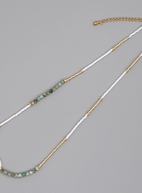 MLGM波西米亚天然珍珠贝壳项链小众设计小米珠串珠夏天锁骨颈链女