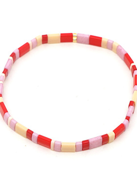 手链ins小众设计简约叠戴tila珠手串 波西米亚绿色套装手链女闺蜜