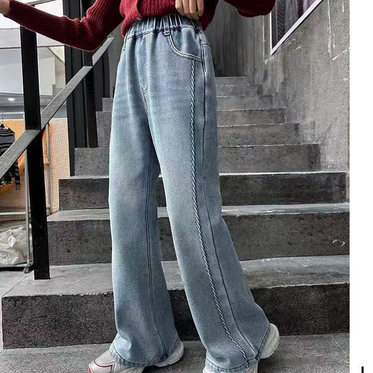 女童牛仔裤春2025新款儿童韩版阔腿裤小女孩长裤中大童休闲喇叭裤,淘宝优惠券,粉丝福利购,淘宝优惠卷