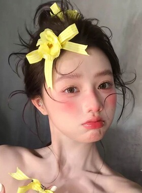 多巴胺黄蝴蝶结花朵发夹新娘发饰