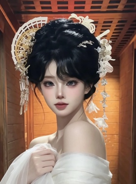 战国袍白道千金扇子头饰汉服配饰
