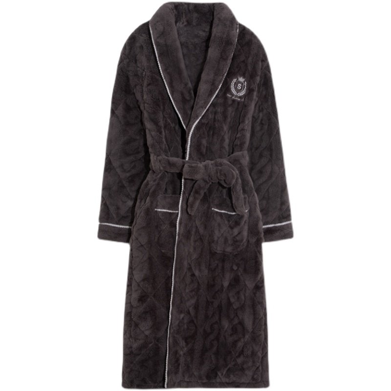 都市丽人睡袍男士睡衣冬季三层加厚加绒长款珊瑚绒夹棉浴袍冬保暖,淘宝优惠券,粉丝福利购,淘宝优惠卷