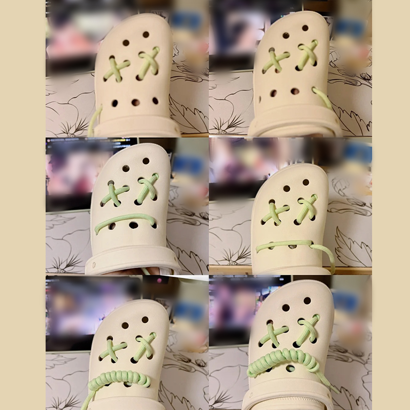 野象鞋带适用卡骆驰洞洞鞋crocs云朵配饰diy双色圆绳高级感男女款