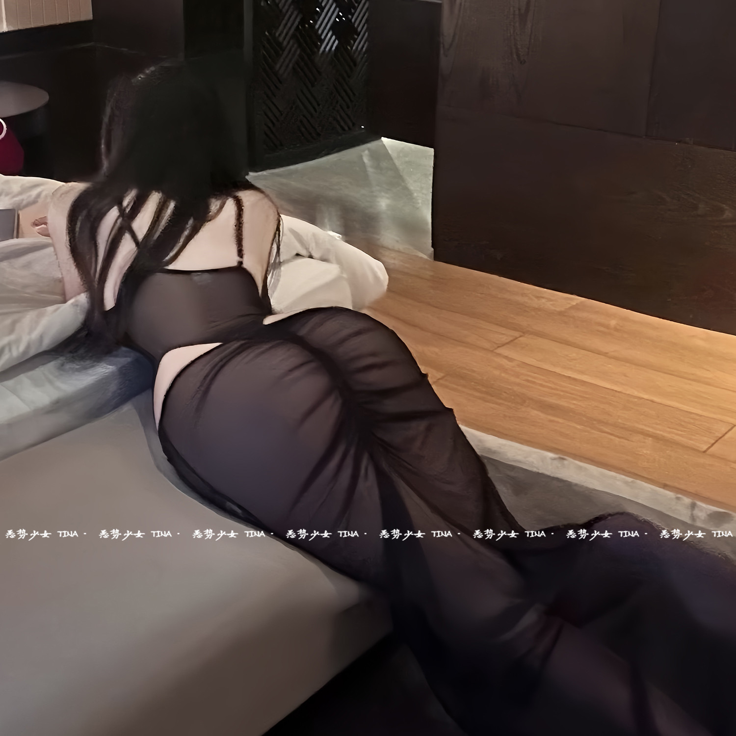 一览无余！新款黑色网纱透视长裙性感提拉挂脖连体衣配塑身薄纱裙,淘宝优惠券,粉丝福利购,淘宝优惠卷