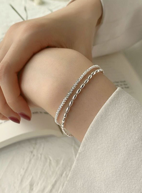 S925纯银双层满天星手链女转运珠高颜值简约百搭冷淡风闺蜜手饰