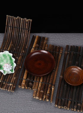 美食海鲜寿司垫烧烤日式风竹排