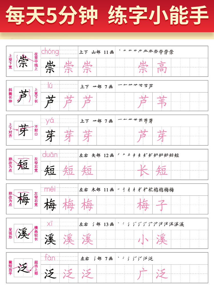 小学学霸写字课一二三四五六年级上册下册语文英语人教版 pass绿卡图书123456学霸同步写字课听写默写描红写字课课练控笔训练字帖 - 图0