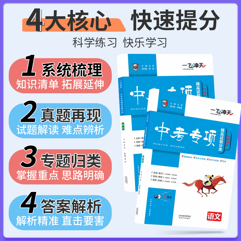 天津发货！一飞冲天2024中考专项精品试题分类语文数学英语物理化学道德与法治历史真题模拟卷试卷测试卷全套初三总复习资料书 - 图1