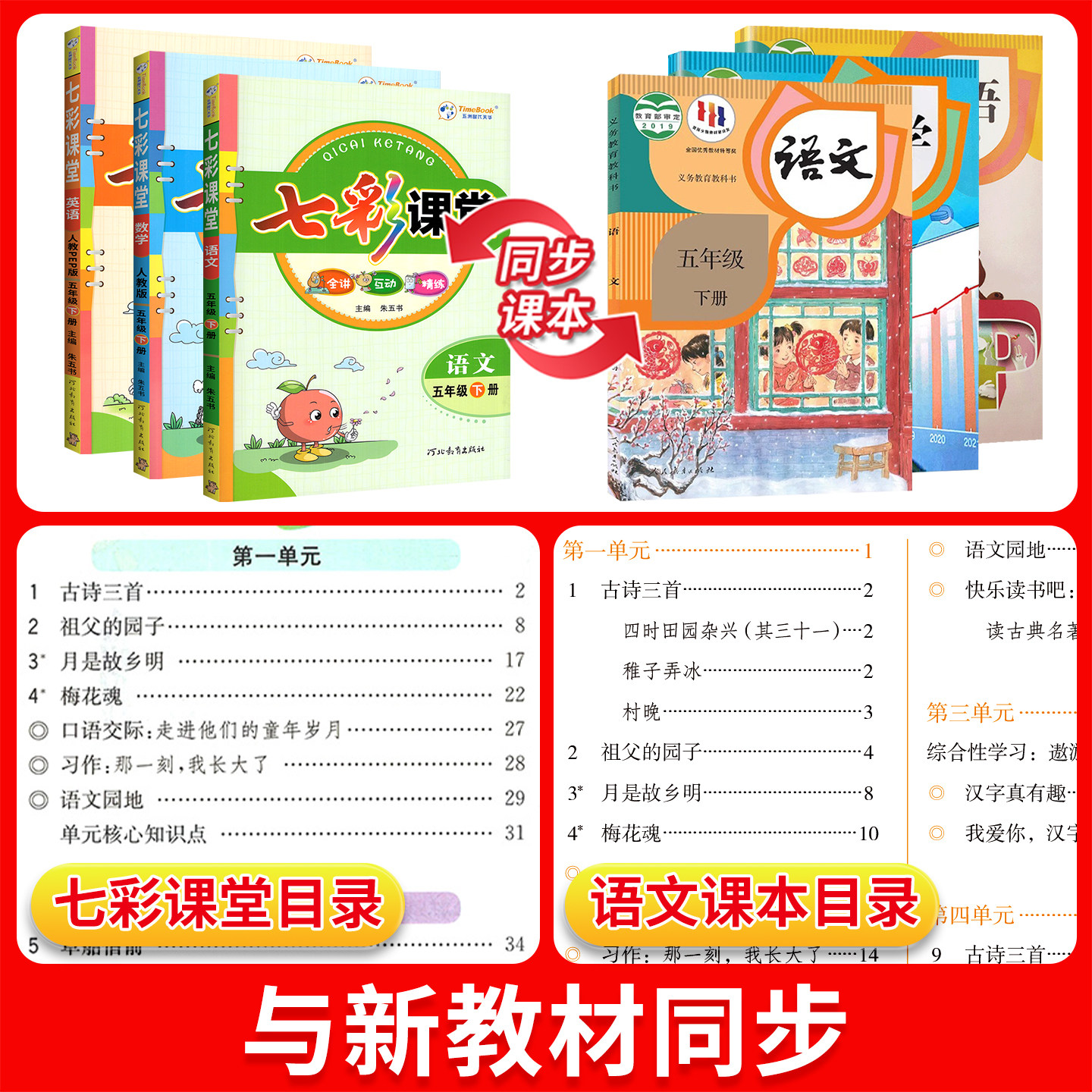 2026新版七彩课堂人教版五年级下册三四六年级一二年级上册语文数学英语北师苏教大外研小学生课随堂笔记课前预习单教材解读全解书