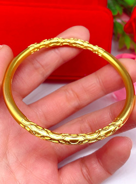 新古法祥云男女黄铜镀金手镯手环