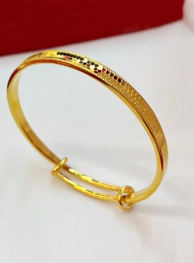 龙鳞纹沙金手镯女爆闪鳞片手环