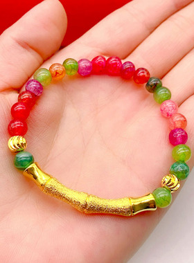 新款黄金色多圈手串水晶弯管