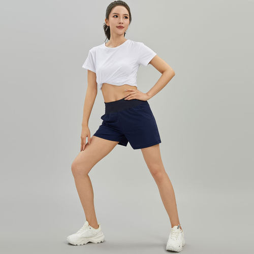 冰丝速干跑步短裤女弹性透气运动后腰口袋可放手机瑜伽健身休闲裤 - 图2