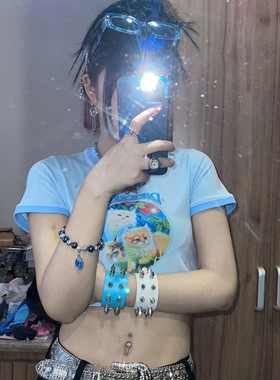 scandium朋克铆钉pu时尚皮手环