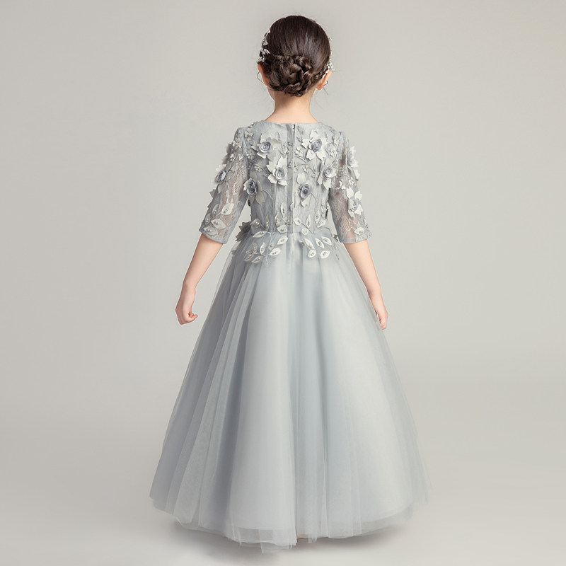 儿童礼服公主裙蓬蓬纱长袖小花童主持人晚礼服婚纱钢琴演出服洋气,淘宝优惠券,粉丝福利购,淘宝优惠卷