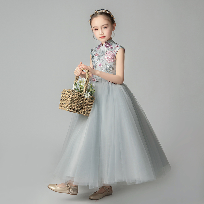 儿童晚礼服公主裙中国风女童小花童婚纱长款主持人模特走秀演出服,淘宝优惠券,粉丝福利购,淘宝优惠卷