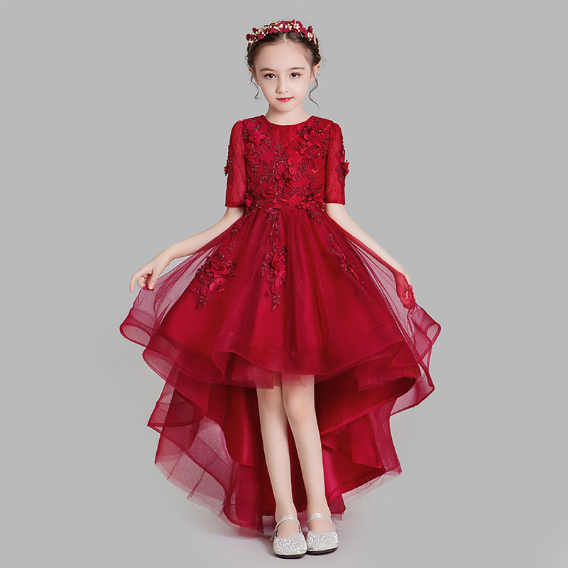 儿童晚礼服公主裙拖尾花童钢琴演出服女童主持人生日小女孩婚纱夏,淘宝优惠券,粉丝福利购,淘宝优惠卷