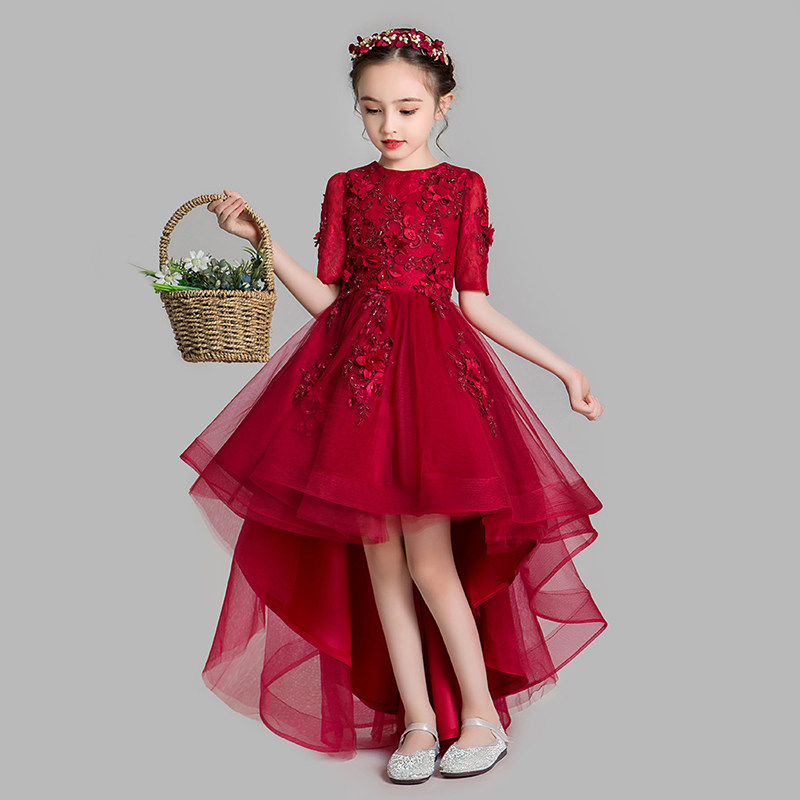 儿童晚礼服公主裙拖尾花童钢琴演出服女童主持人生日小女孩婚纱夏,淘宝优惠券,粉丝福利购,淘宝优惠卷