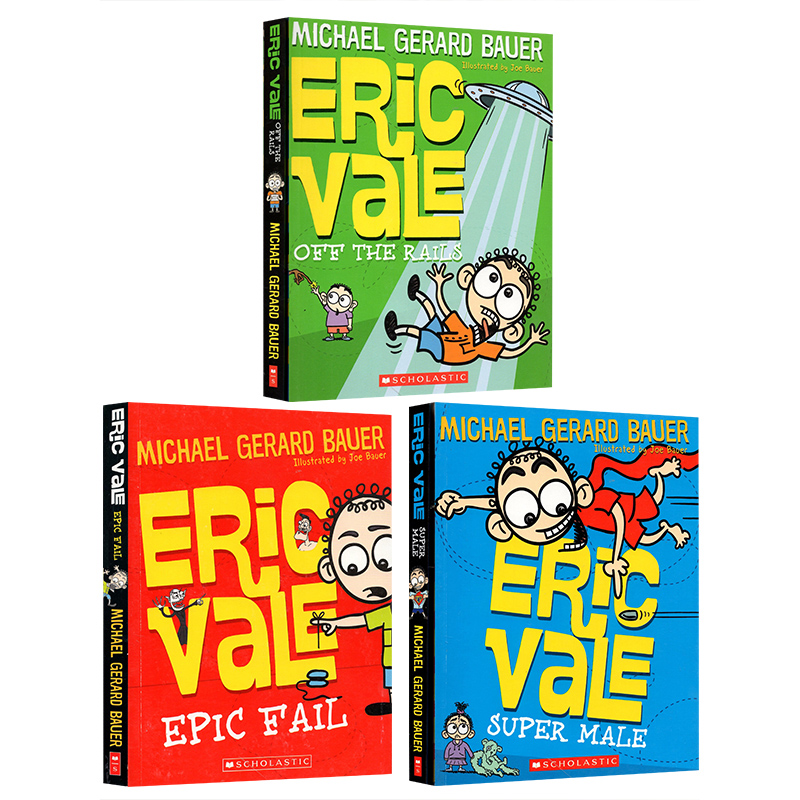 英文原版学乐Eric Vale系列爱幻想的艾力克3册 Eric Vale: Epic Fail/Super Male/ Off The Rails幽默励志图画故事桥梁章节书-图0