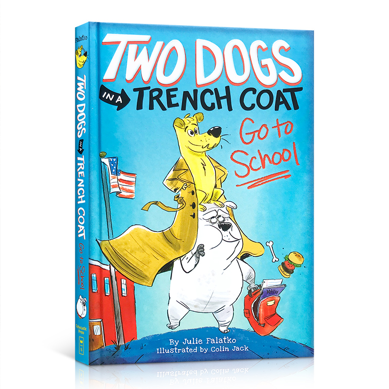 英文原版 two dogs 章节书4本Two Dogs in a Trench Coat 1 Go to School 两条穿风衣的狗上学去了儿童读物 小学生课外章节桥梁书 - 图0