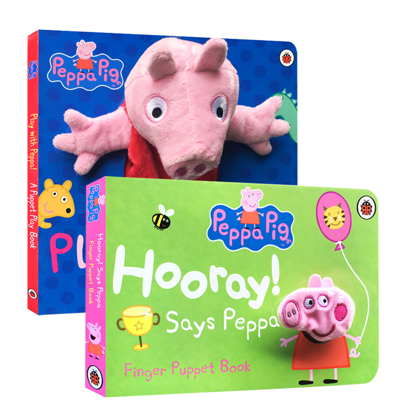 英文原版绘本 Peppa Pig: Play with Peppa Hand  Hooray! Says Peppa Finger 粉红猪小妹佩奇手指偶玩具纸板书2册亲子互动图画书 - 图3