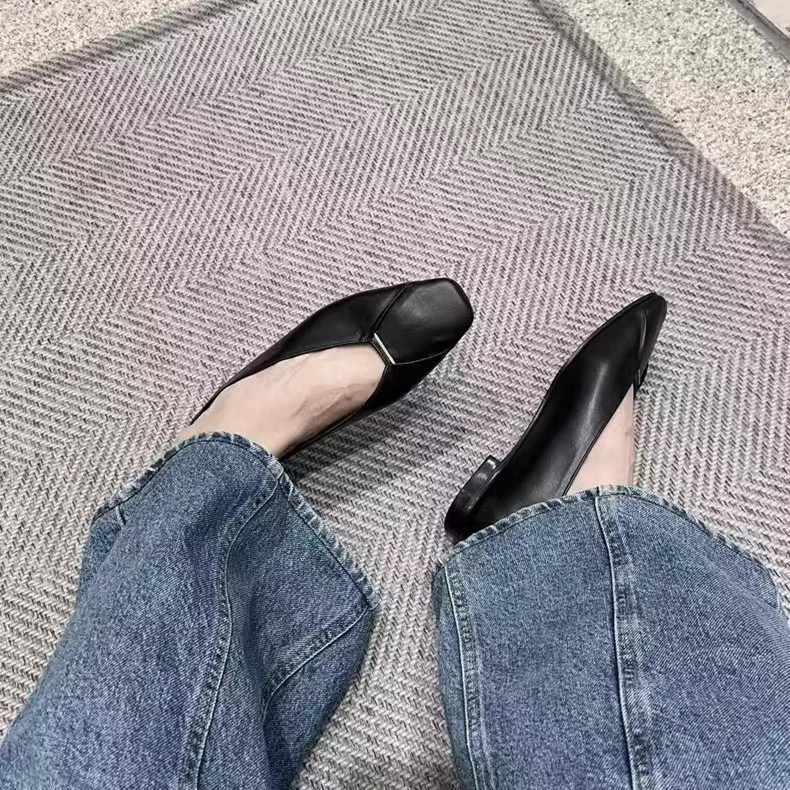 2026新款方头单鞋女真皮百搭平底奶奶鞋一脚蹬玛丽珍鞋通勤小皮鞋,淘宝优惠券,粉丝福利购,淘宝优惠卷