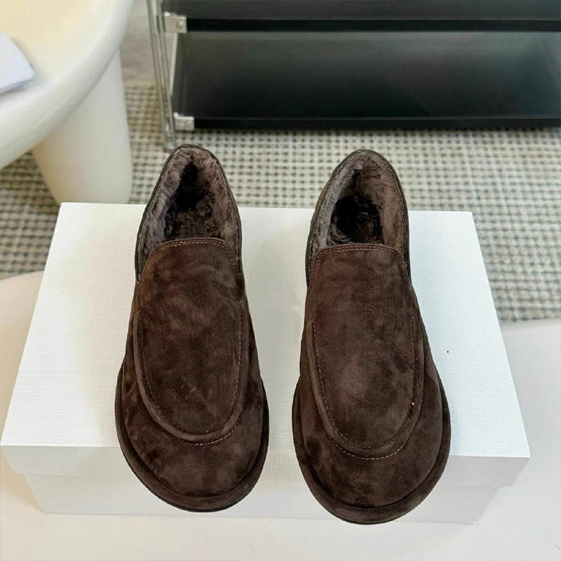 2025新款复古圆头加绒保暖平底乐福鞋女真皮懒人一脚蹬毛毛鞋单鞋,淘宝优惠券,粉丝福利购,淘宝优惠卷