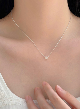 18光年S999纯银项链小方块简约