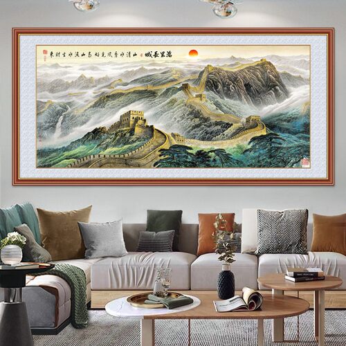 客厅装饰画办公室中式沙发背景墙贴自粘墙纸壁画万里长城画靠山图 - 图1